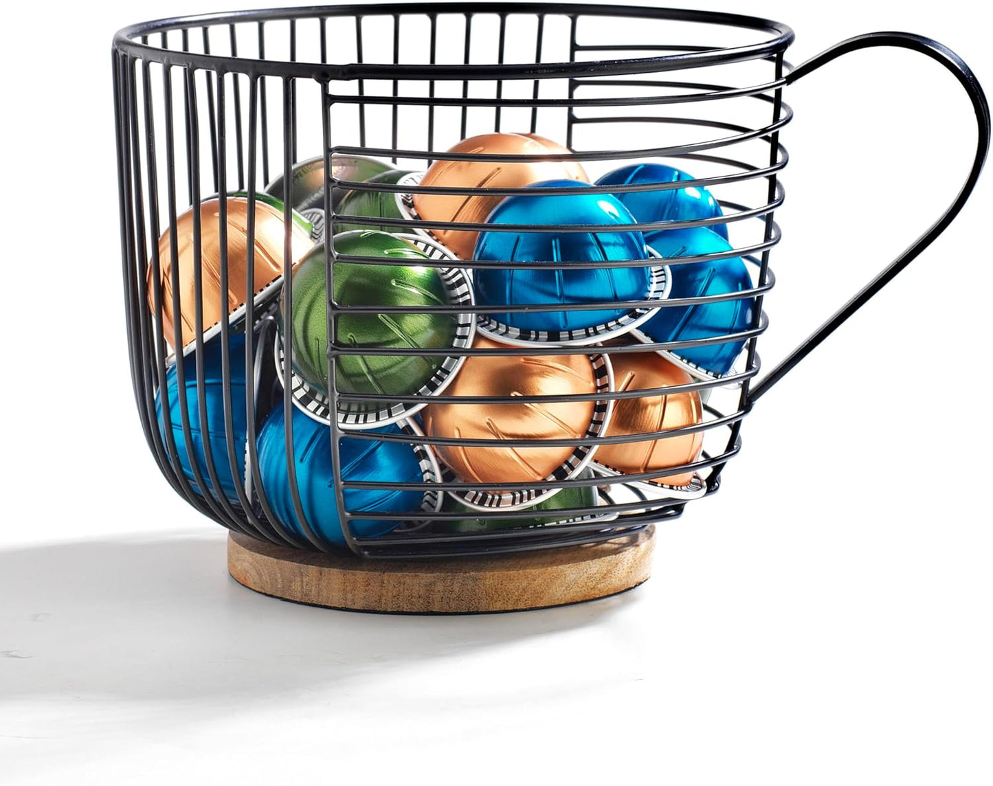 K Cup Holder Organizer, Sturdy Coffee Pod Holder Organizer, 35 Kcup Large Capacity Storage Basket for Kitchen Counter and Office Desktop (Circular Grid)