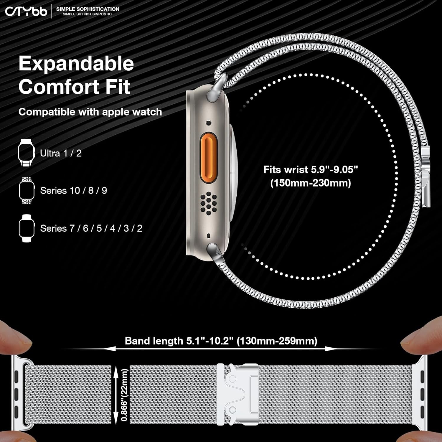 Milanese Mesh Loop Compatible with Apple Watch Band 40Mm 41Mm 38Mm 42Mm Series 10 9 8 7 SE 6 5 4 3 2 1 Men & Women, Stainless Steel Wider Metal Strap with Magnetic Clasp for Iwatch Bands
