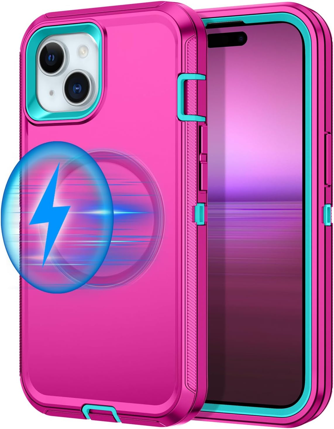 For Iphone 16E Case [Compatible with Magsafe] Shockproof 3-Layer Full Body Protection [Without Screen Protector] Rugged Heavy Duty Cover Case for Apple Iphone 16E 6.1",Turquoise