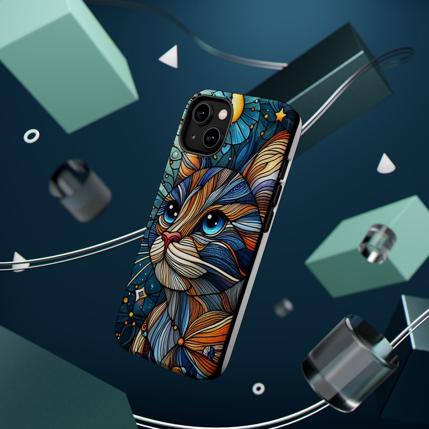 Cat-Stained Glass Magnetic Tough Cases