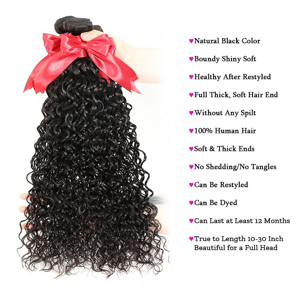 12A Water Wave Human Hair Bundles 22 24 26 Inch Brazilian Wet and Wavy Curly Bundles Human Hair 100% Unprocessed Raw Virgin Weave Bundles Human Hair 3 Bundles Deals Natural Black