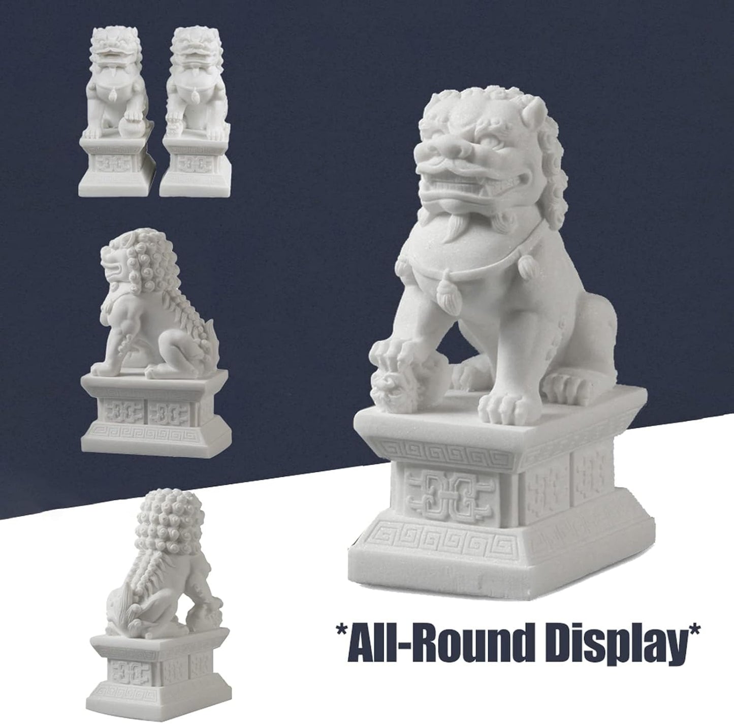 Foo Dogs Statues Pair, Chinese Fu Foo Dogs Guardian Lion Statues Beijing Lions Ornaments 2024 Feng Shui Home Decor Indoor Outdoor Ward off Evil Energy (Small)