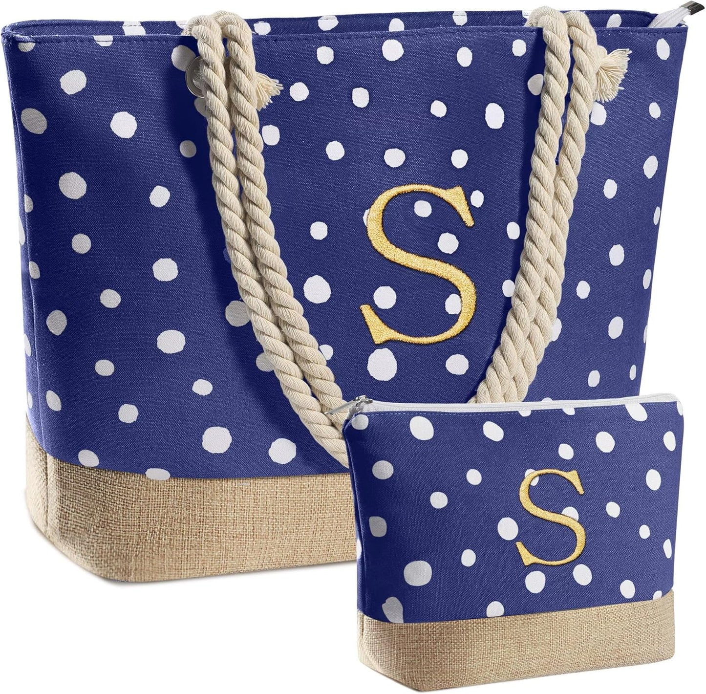 Gifts for Women - Personalized Birthday Gifts for Mom Friend, Travel Gifts Beach Tote Bag & Makeup Bag