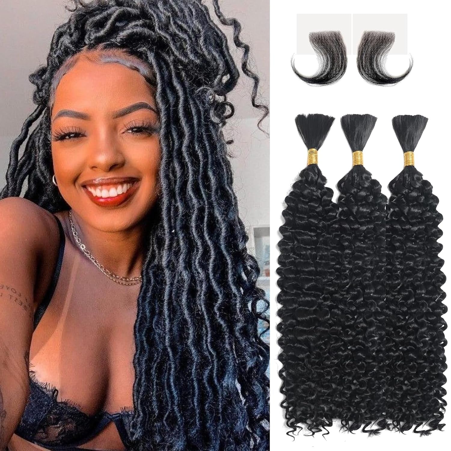 Langer Human Braiding Hair 18 Inch Deep Wave Bulk Human Hair for Braiding No Weft Bundle 150G 3 Bundles/Pack 16A Brazilian Virgin Water Curly Human Hair Extensions for Braids Human Hair Braiding Hair