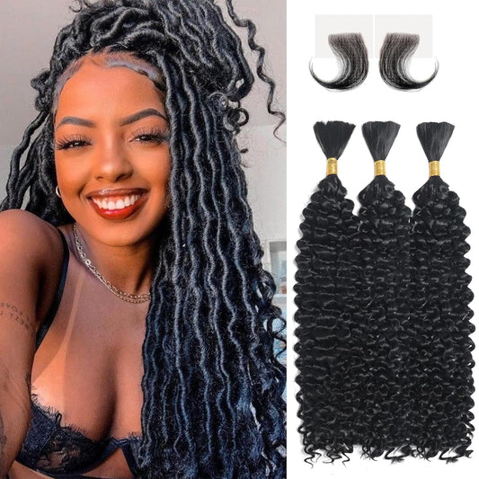 Langer Human Braiding Hair 18 Inch Deep Wave Bulk Human Hair for Braiding No Weft Bundle 150G 3 Bundles/Pack 16A Brazilian Virgin Water Curly Human Hair Extensions for Braids Human Hair Braiding Hair
