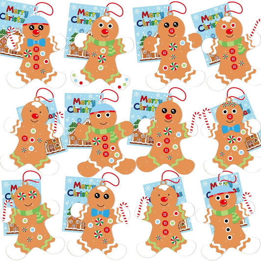 12 Gingerbread Man Craft Kit for Kids DIY Create Your Own Foam Gingerbread Man Ornament Self-Adhesive Sticker Sheets Fun Holiday Gifts