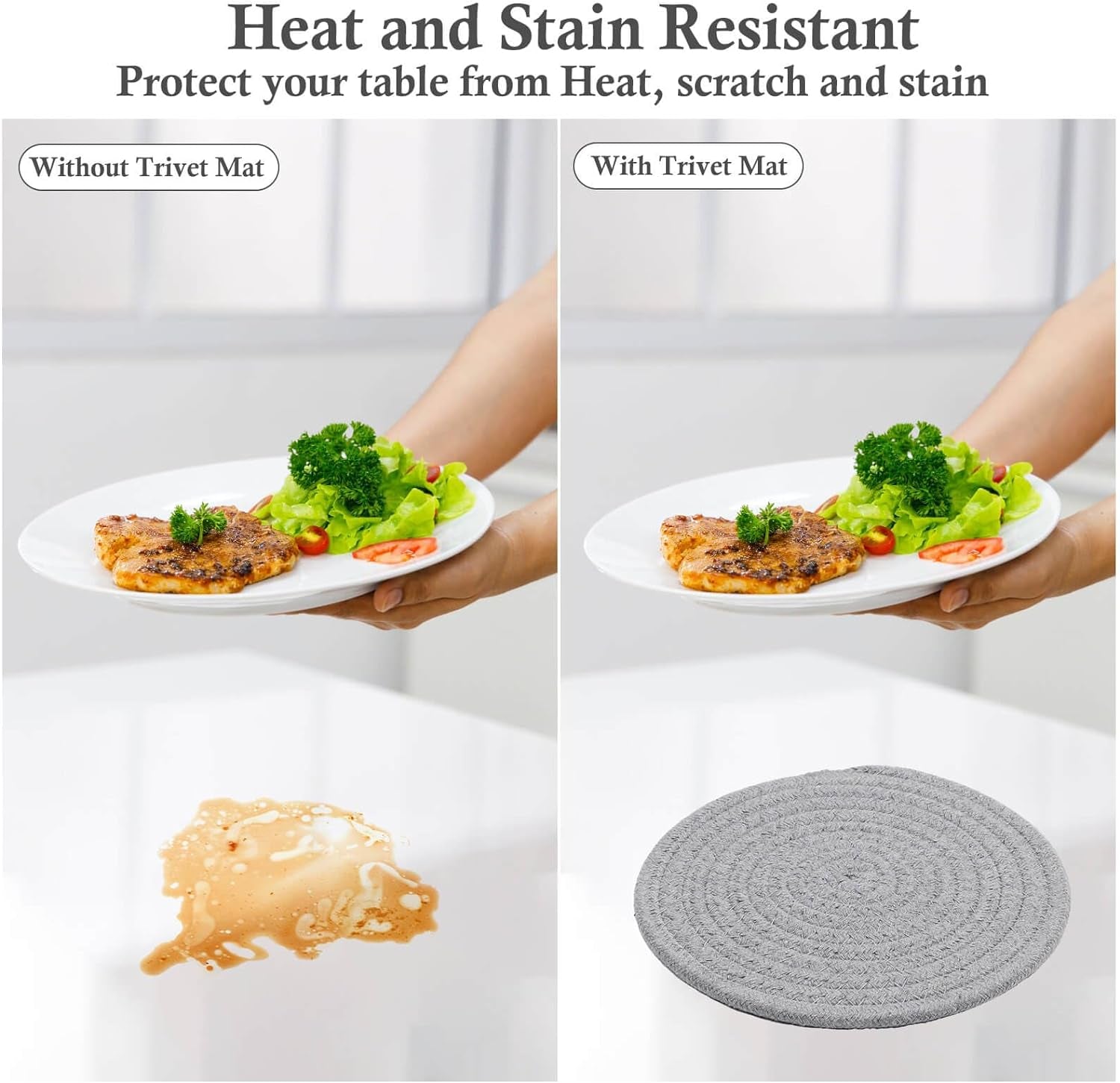 7" Trivets for Hot Dishes, Hot Pots and Pans, 4 Heat Resistant Hot Pads, Pot Holders for Kitchen, Hot Plate Mats for Kitchen Countertops, Table, Home Essentials, Farmhouse Decor