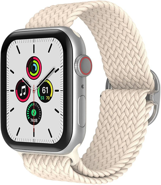 Braided Stretchy Solo Loop Strap Compatible with Apple Watch Band 38Mm 40Mm 41Mm 42Mm Women Men Adjustable Nylon Elastic Wristbands for Iwatch Series 10 9 8 7 6 SE 5 4 3 2 1 Ultra, 38/40/41/42Mm(Series 10)