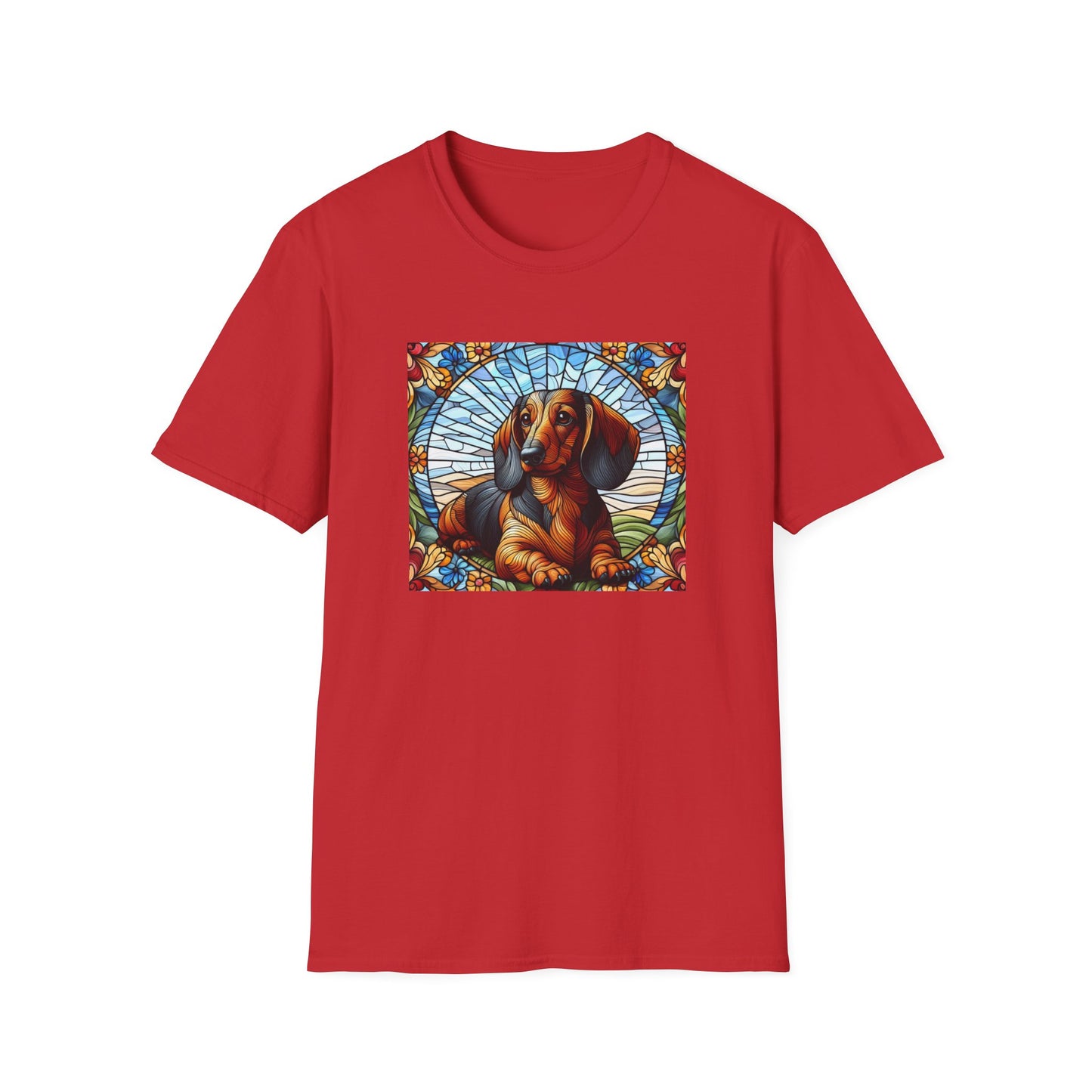 Dachshund Stained Glass Unisex Softstyle T-Shirt