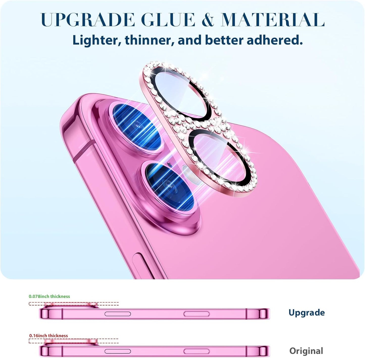 Compatible for Iphone 16 plus & 16 Camera Lens Protector, Bling Glitter Metal Cover Glass Lens Screen Protective Accessories for Iphone 16 Plus