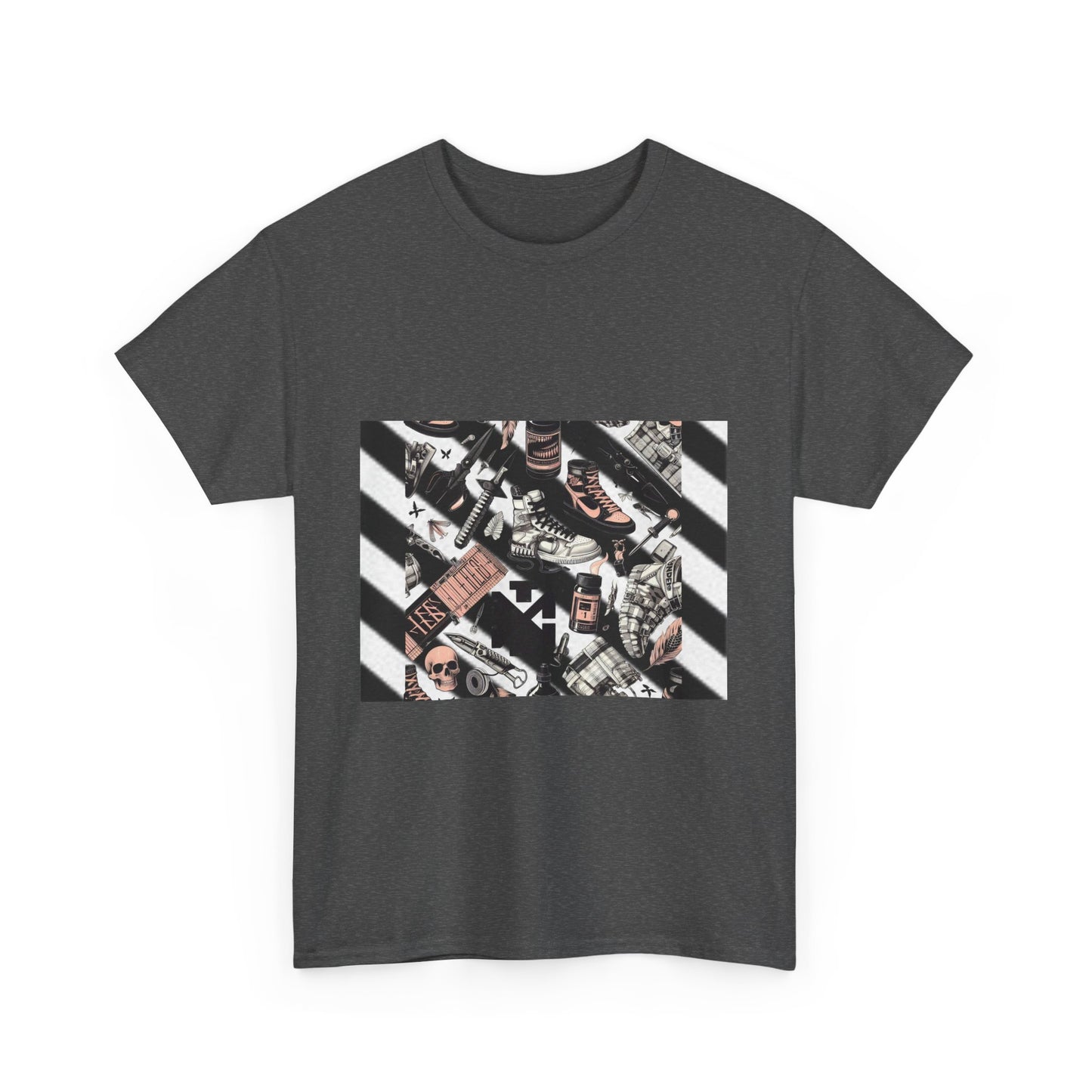 Graphic Unisex Heavy Cotton Tee - Urban Streetwear Vibe Off-White Inspired