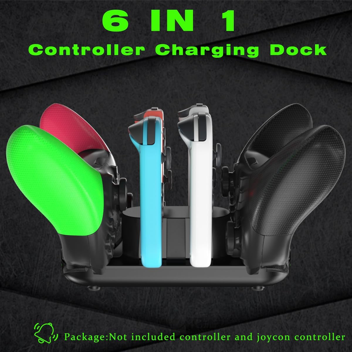 Switch Controller Charger for Nintendo Switch,6 in 1 Controller Charging Dock Compatible with Joy Con and Pro Controller,Joycon Charger with LED Indicator and Charger Cable