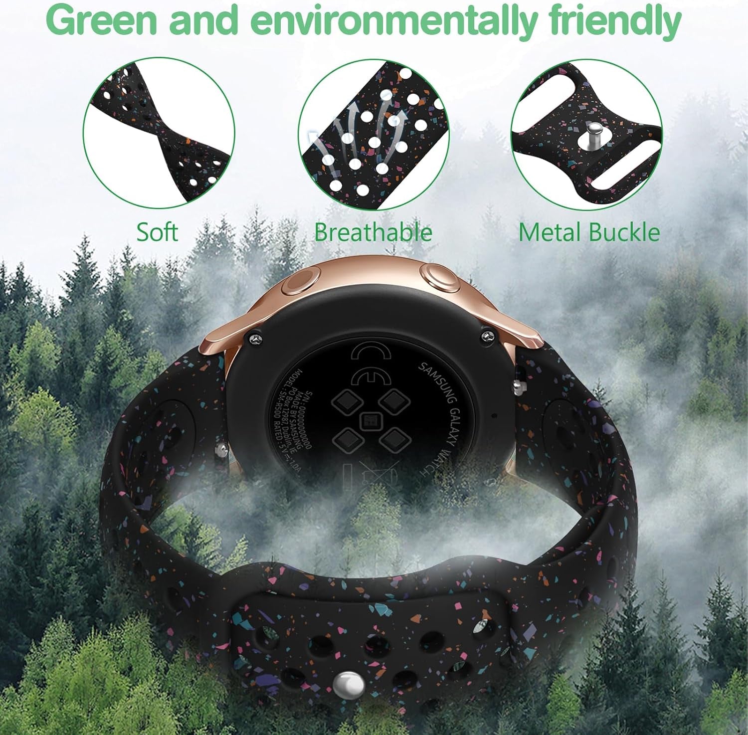 Breathable Sport Band Compatible with Samsung Galaxy Watch 6/5/4 Band 40Mm 44Mm, Galaxy Watch 5 Pro 45Mm,Galaxy Active 2,Galaxy Watch 3,20Mm Soft Silicone Waterproof Strap for Women