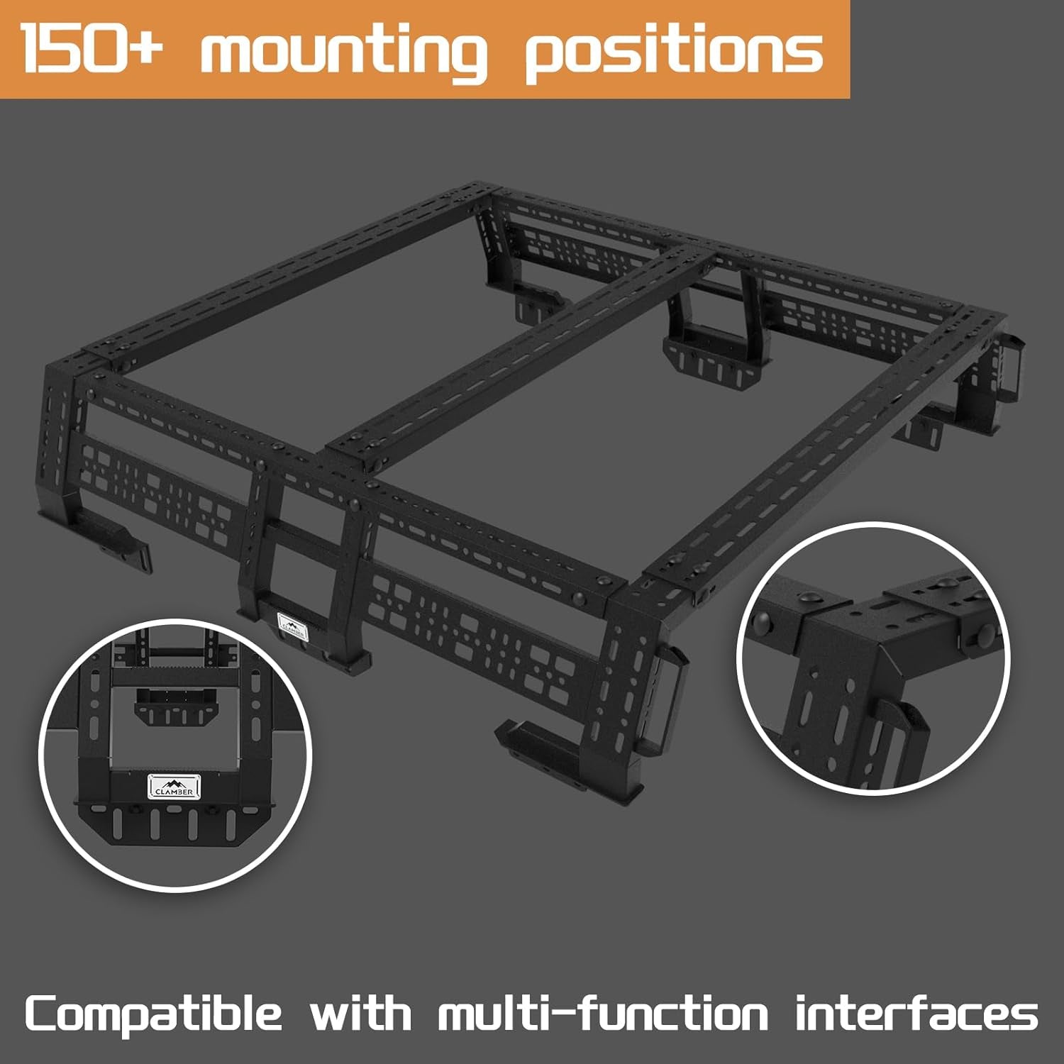 Overland Bed Rack for Full-Size Pickup With/Without Bed Rails | Adjustable Width Compatible with Ford F-Series,Silverado,Sierra,Ram, Titan & Xd,Tundra(See Image for Size Chart)