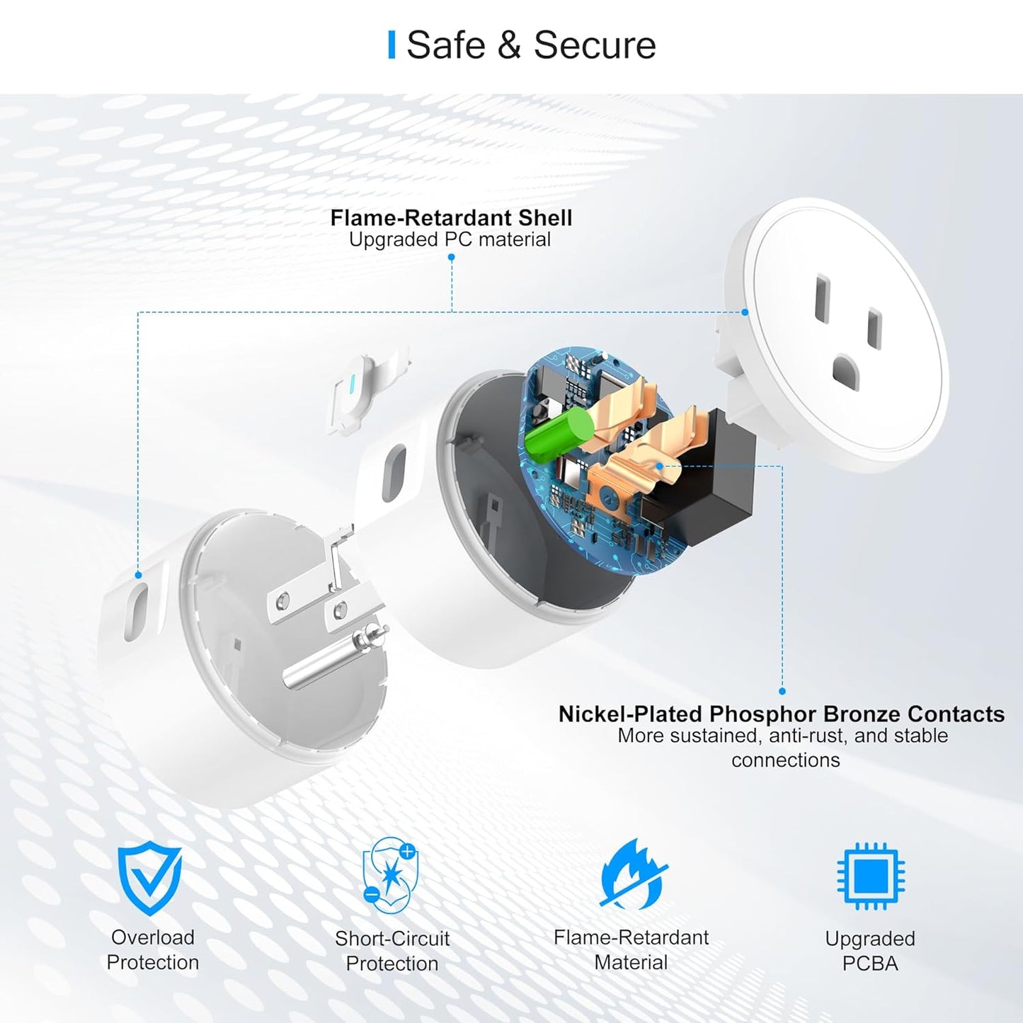 Smart Plug, Smart Plugs That Work with Alexa and Google Home, Compatible with Smartthings, Smart Outlet with Wifi Remote Control and Timer Function, 2.4Ghz Wi-Fi Only, 4 Packs