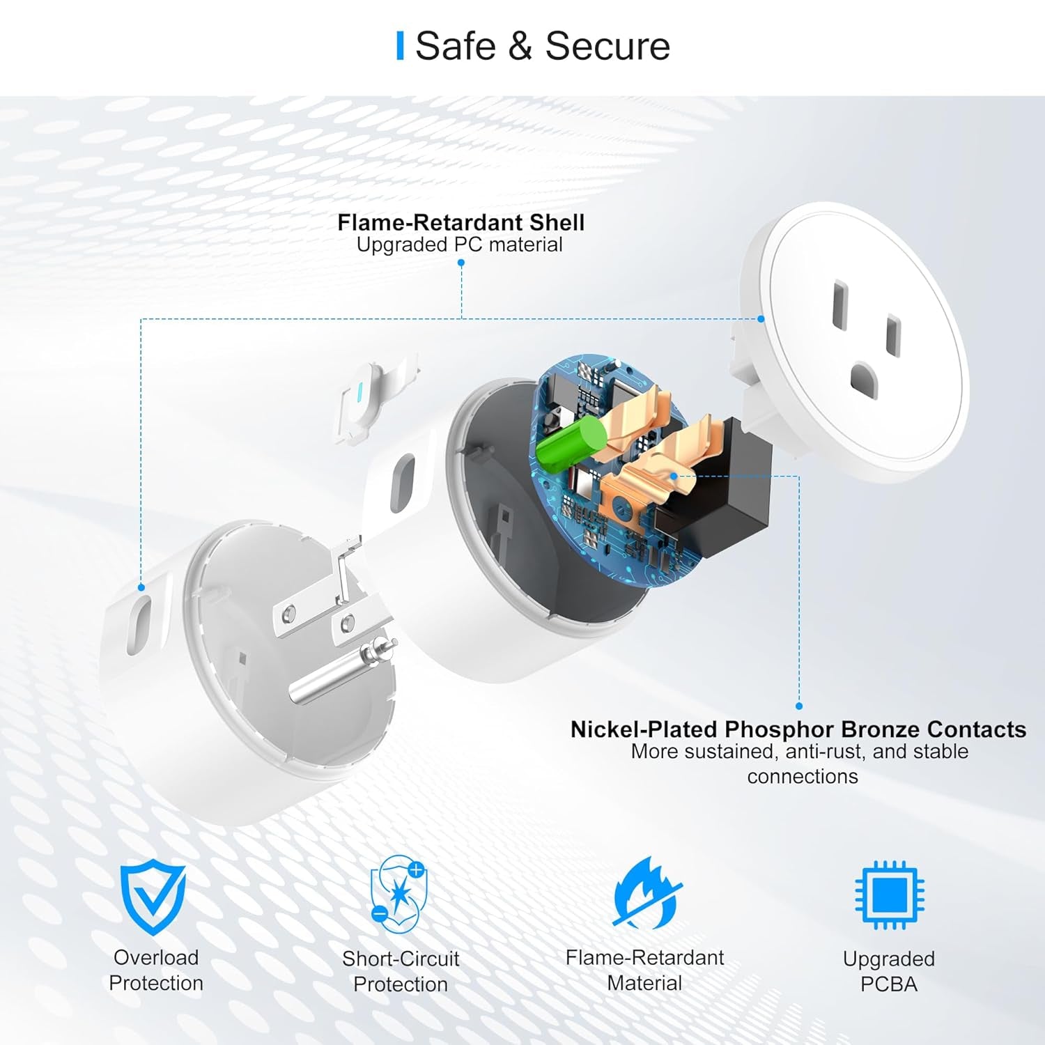 Smart Plug, Smart Plugs That Work with Alexa and Google Home, Compatible with Smartthings, Smart Outlet with Wifi Remote Control and Timer Function, 2.4Ghz Wi-Fi Only, 4 Packs