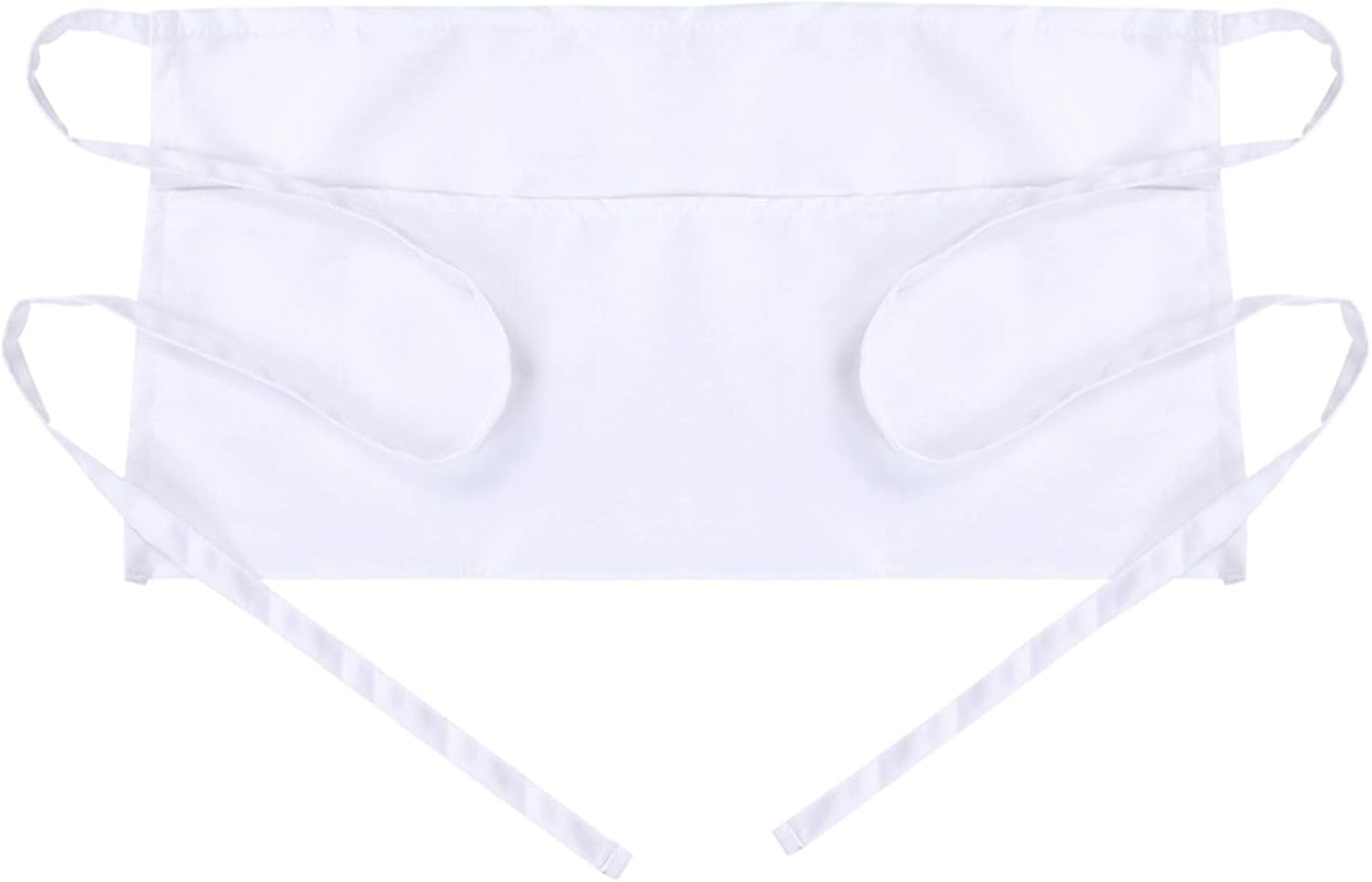 Waist Apron with 3 Pockets - Black Waitress Waiter Server Short Aprons