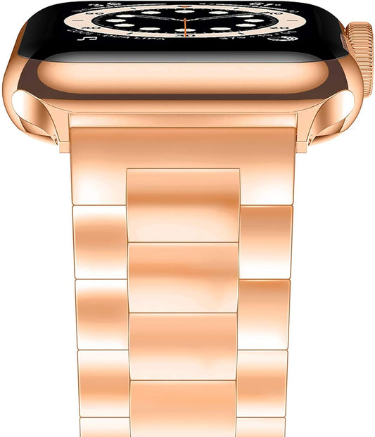Compatible with Apple Watch Band 42Mm 44Mm, Business Solid Stainless Steel Metal Band Replacement Iwatch Strap for Apple Watch Series 6/5/4/3/2/1, SE for Men Women- Rose Gold(42Mm/44Mm)
