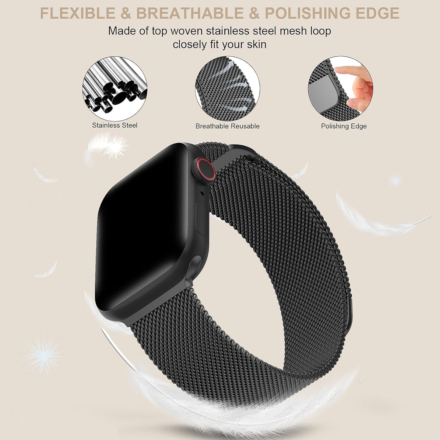 Stainless Steel Metal Band Compatible with Apple Watch Band 38Mm 42Mm 40Mm 44Mm 41Mm 45Mm 49Mm, Mesh Magnetic Clasp Loop Sp Wristband for Iwatch Ul Series 9/8/SE/7/6/5/4/3/2/1 Men Women