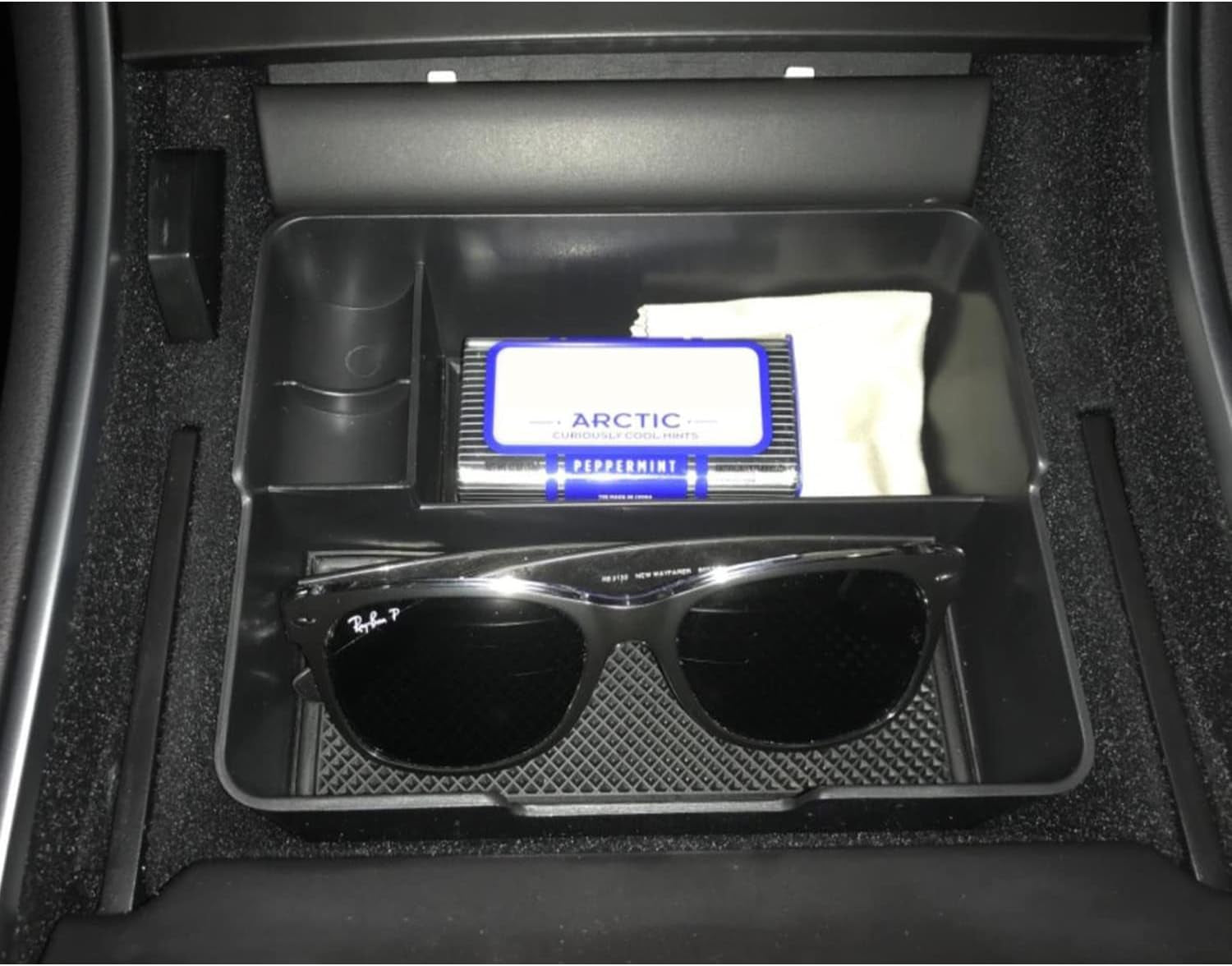 Compatible with Tesla Model 3/Y Accessories Center Console Organizer Tray Fits for Tesla Model 3 2017 2018 2019 2020 /Model Y 2020 （The Cover Closed Rotary Version）