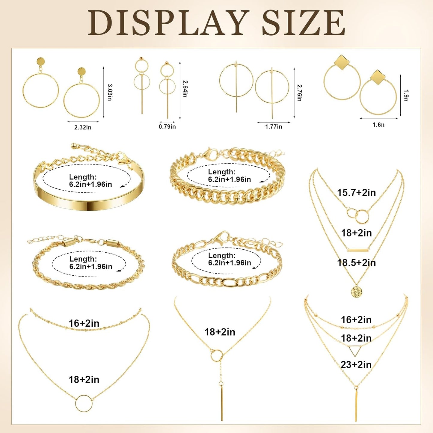 12 Pcs Gold Silver Jewelry Sets for Women Layered Set of Earring Necklace Bracelets for Teen Girl Men Christmas Jewelry Gifts