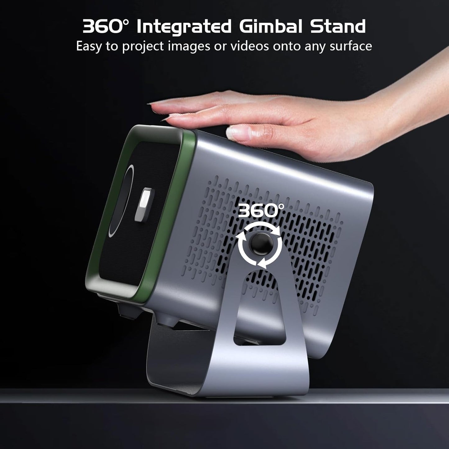 【Auto Focus/Keystone】4K Projector with Wifi and Bluetooth, 360° Rotating Movie Projector, Portable Projector with 400 ANSI, Outdoor Projector for Phone/Pc/Tv Stick/Dvd/Usb/Hdmi