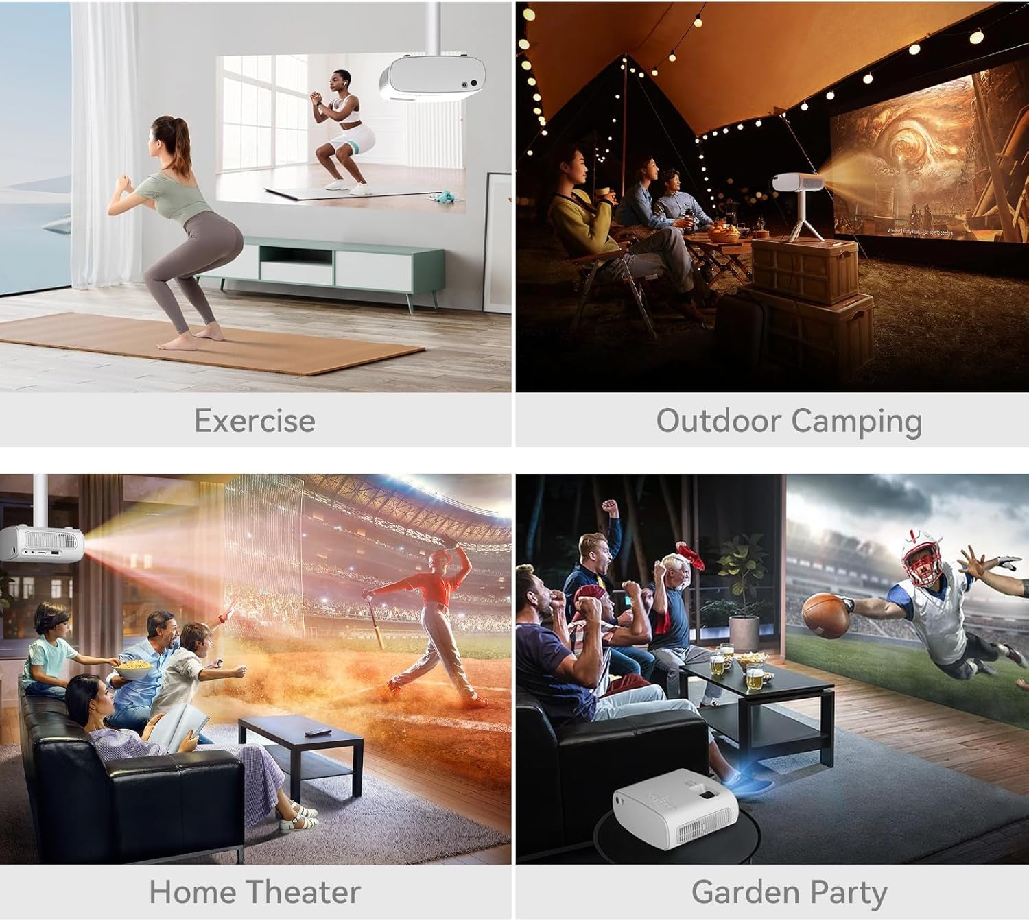 Mini Projector with Wifi Portable Projector Support 1080P 170" Mini HD Movie Projector, Outdoor Projector Compatible with Phone/ Tablet/ Laptop/ TV Stick/ PS4/ HDMI/USB - White
