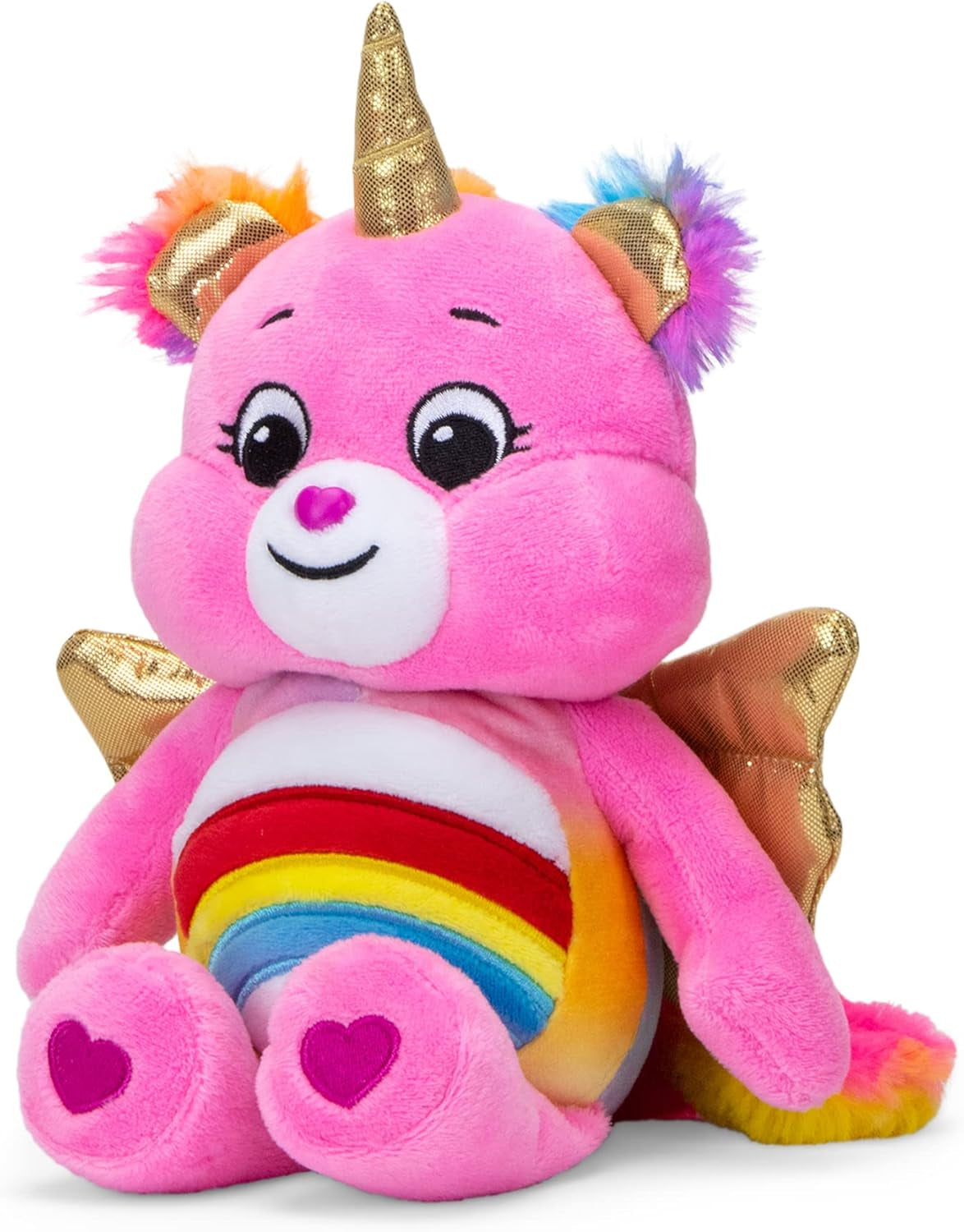 Care Bears 22Cm Bean Plush - Pegasus Cheer, Collectable Cute Soft Toy, Unicorn Cuddly Toy for Boys and Girls, Small Care Bear Teddy, Plushie for Children Ages 4 5 6 7 +, Pink with Gold Wings UK