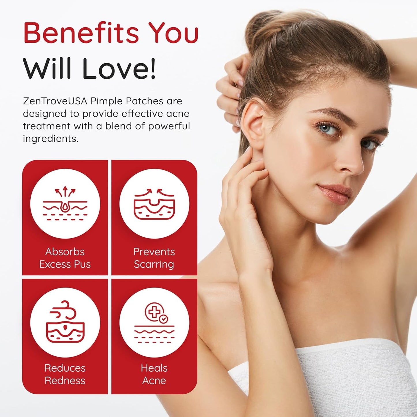 450 Pimple Patches for Face, 4 Size Acne Patches, Hydrocolloid Patches for Covering Zits and Blemishes, Spot Stickers with Salicylic Acid, Glycolic Acid, Tea Tree Oil and Calendula Oil