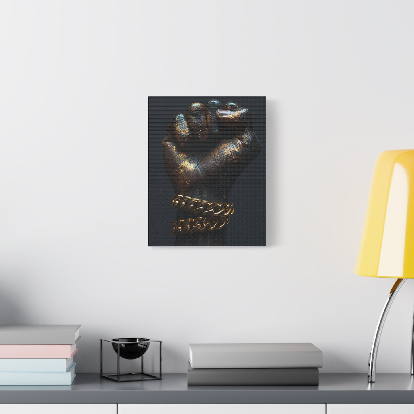 Black And Gold Power Black Man Fist Matte Canvas, Stretched, 1.25"