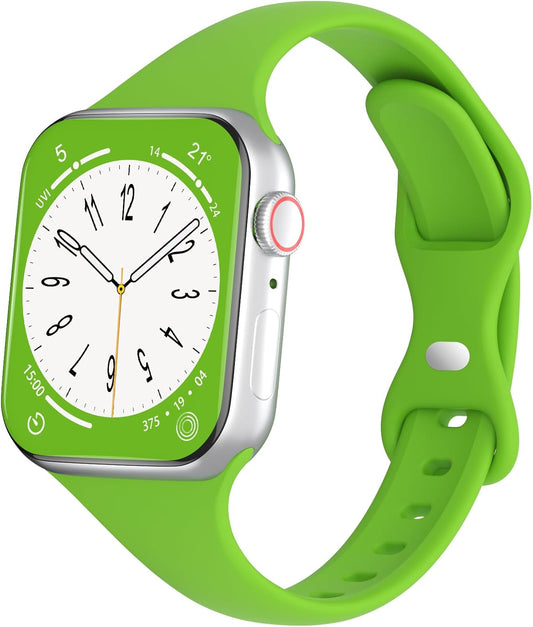 Sport Slim Silicone Bands Compatible for Apple Watch Band 38Mm 42Mm 40Mm 44Mm 41Mm 45Mm 49Mm, Thin Soft Narrow Replacement Strap Wristband for Iwatch Series 9/8/7/Se/6/5/4/3/2/1/Ultra Women Men