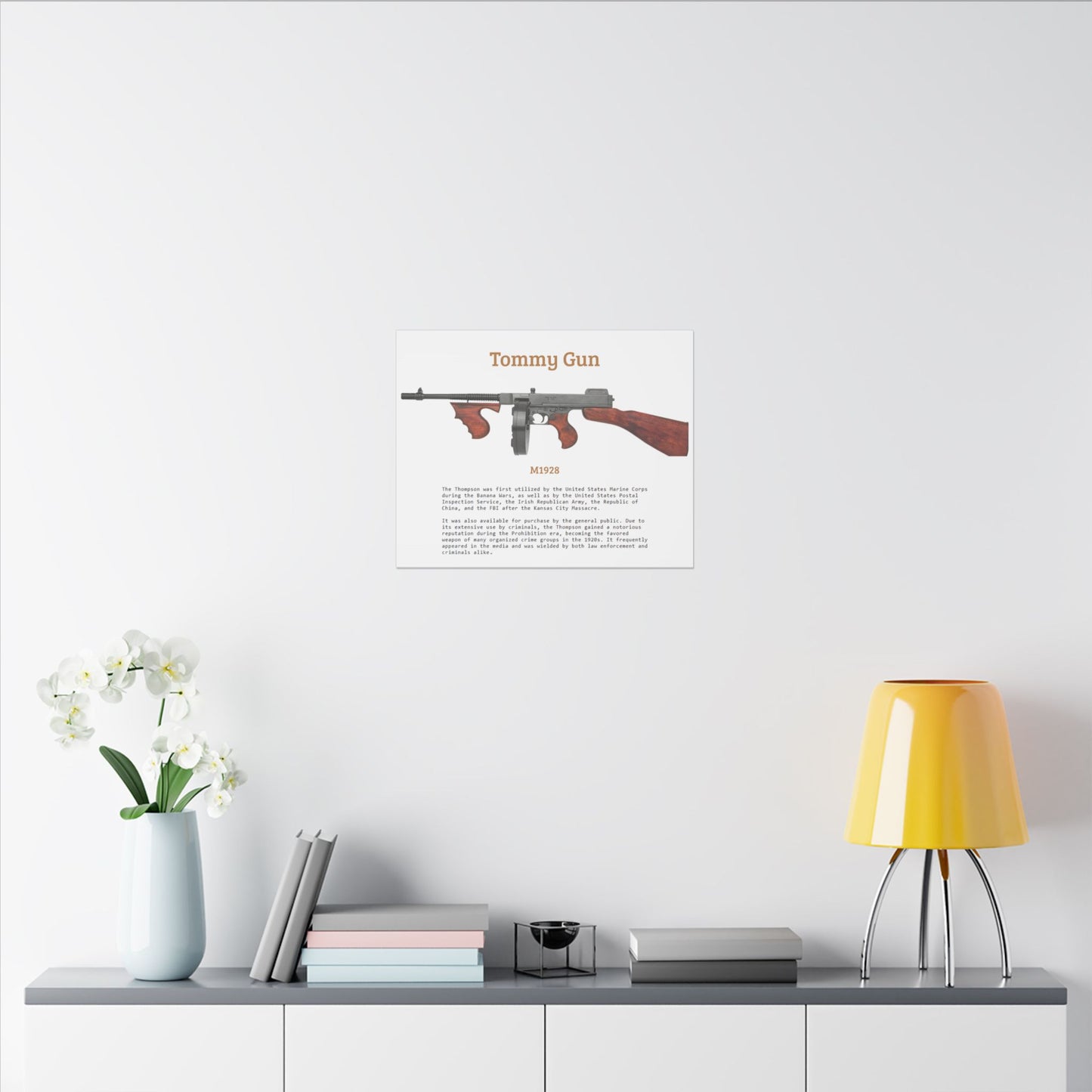Thompson submachine gun TOMMY GUN M1928 Matte Canvas, Stretched, 0.75" (Multi-Size)