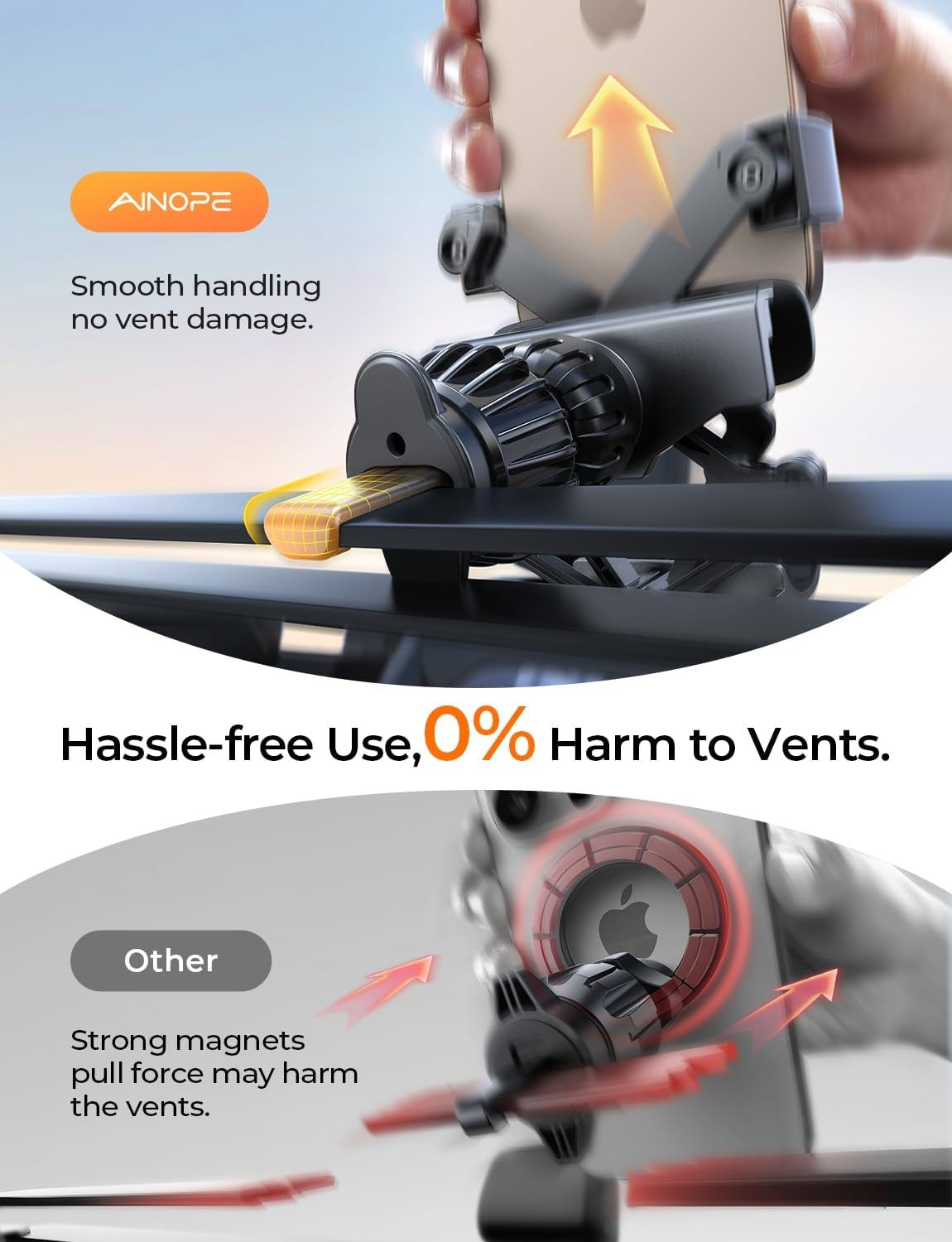 Car Phone Holders for Your Car Air Vent Phone Mount [Thick Cases Friendly] Cell Phone Holder 2025 Car Accessories for Women Men for Iphone 16E 16 15 Pro Max Samsung S25 Ultra All Phones, Black