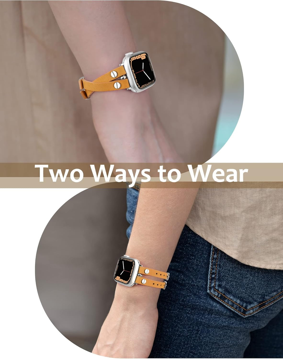 Leather Bands Compatible with Apple Watch Band 38Mm 40Mm 41Mm 42Mm 44Mm 45Mm 49Mm Women, Double-Row Design with Rivets Decoration Strap for Iwatch Series Se/Ultra2/Ultra/9/8/7/6/5/4/3/2/1