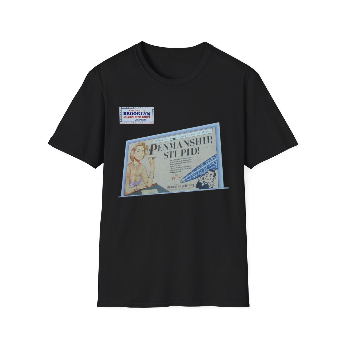 RETRO VINTAGE Penmanship sign [gone] Brooklyn, NY Unisex Softstyle T-Shirt