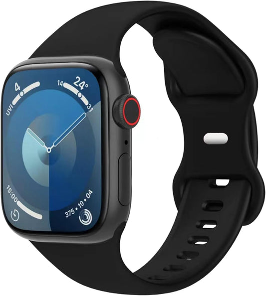Sport Bands Compatible with Apple Watch Band 38Mm,40Mm 41Mm 42Mm 44Mm 45Mm 49Mm Women Men,Soft Silicone Strap for Iwatch Series Ultra 9 8 7 6 5 4 3 2 1 SE Black