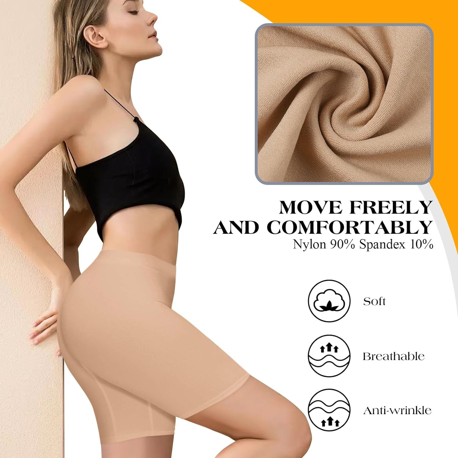 2-4Pcs anti Chafing Shorts Women, Seamless Slip Shorts for under Dresses, Smooth Spandex Biker Shorts for Yoga Workout