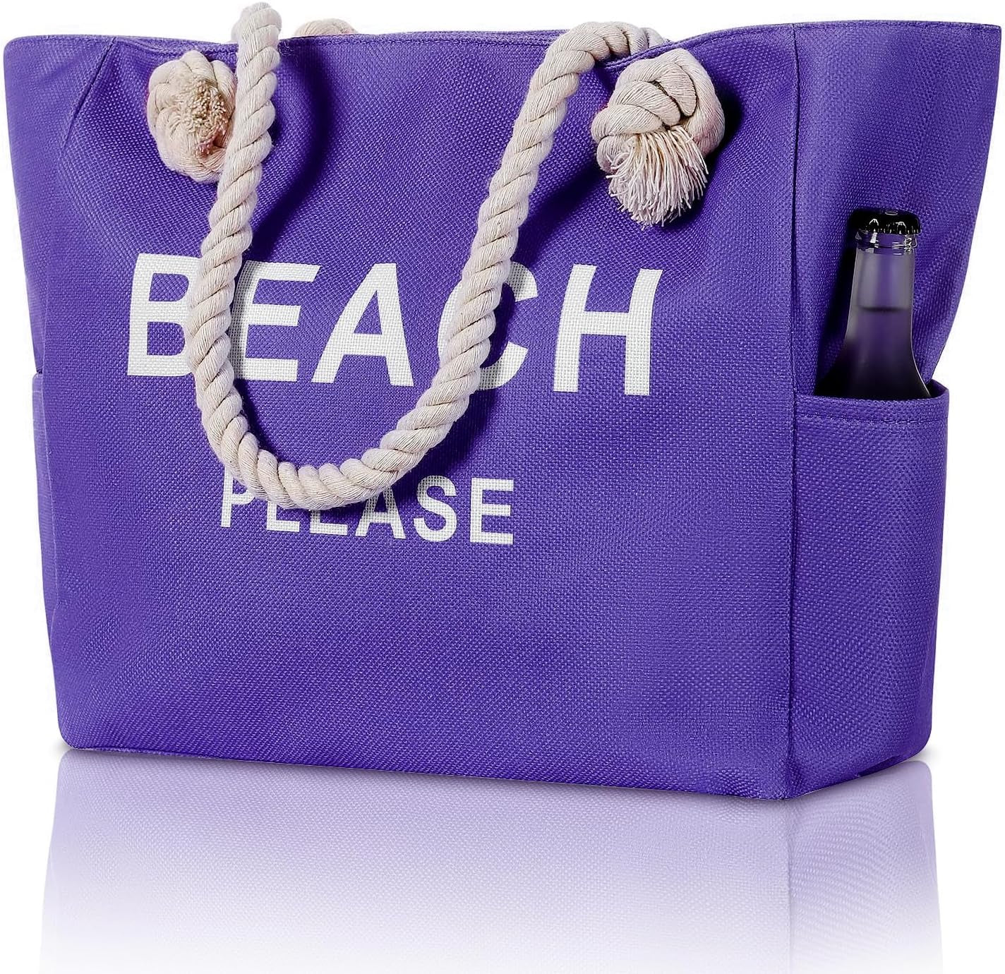 Large Canvas Beach Tote Bag with Zipper Women Swim, Travel, Shopping, Gym and Beach Holiday Cruise Essentials