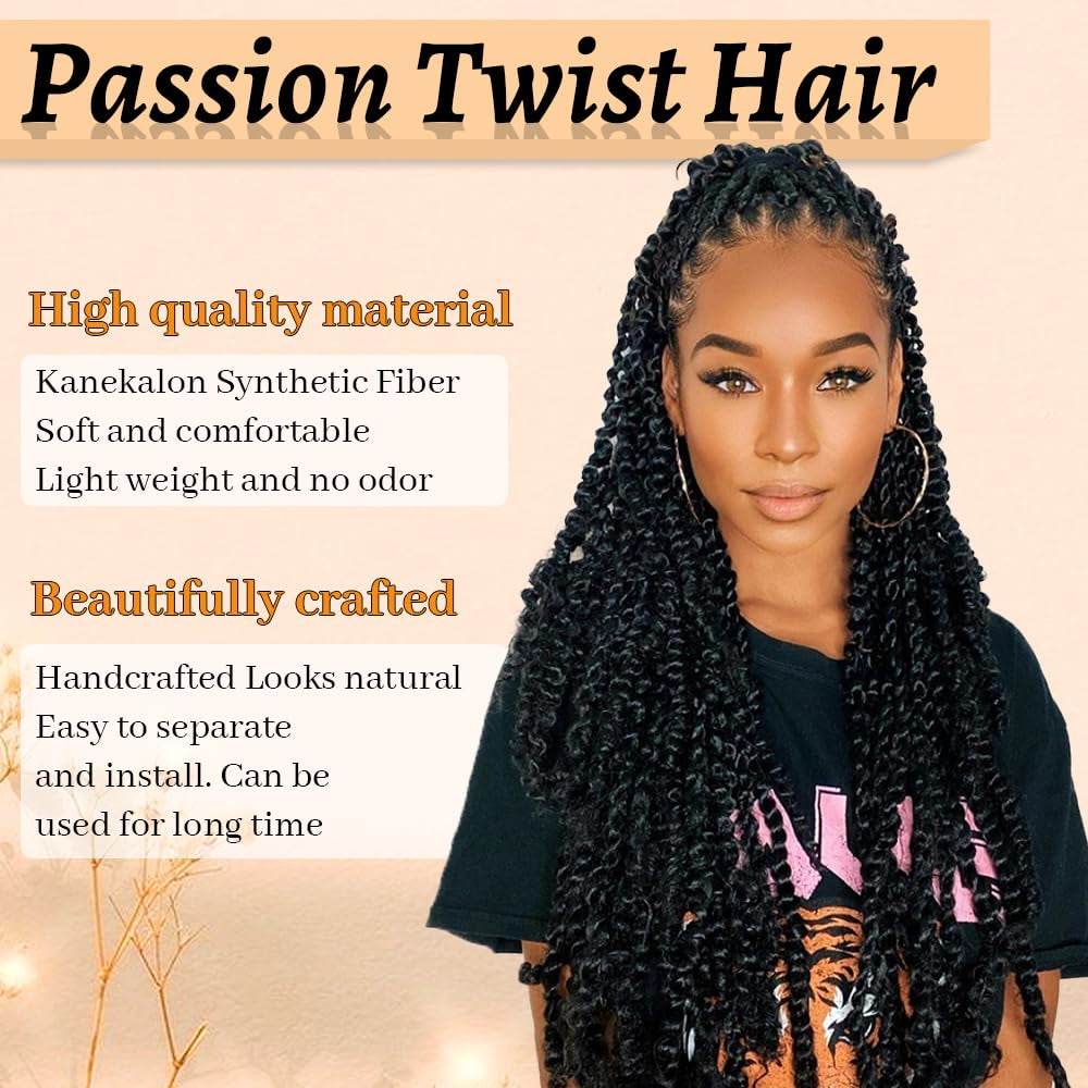 10 Inch Passion Twist Hair Water Wave Crochet Hair for Passion Twist Crochet Hair Long Bohemian Braiding Hair 6 Packs Braiding Passion Twist Braids Synthetic Hair Extensions (10 Inch, #1B/350)