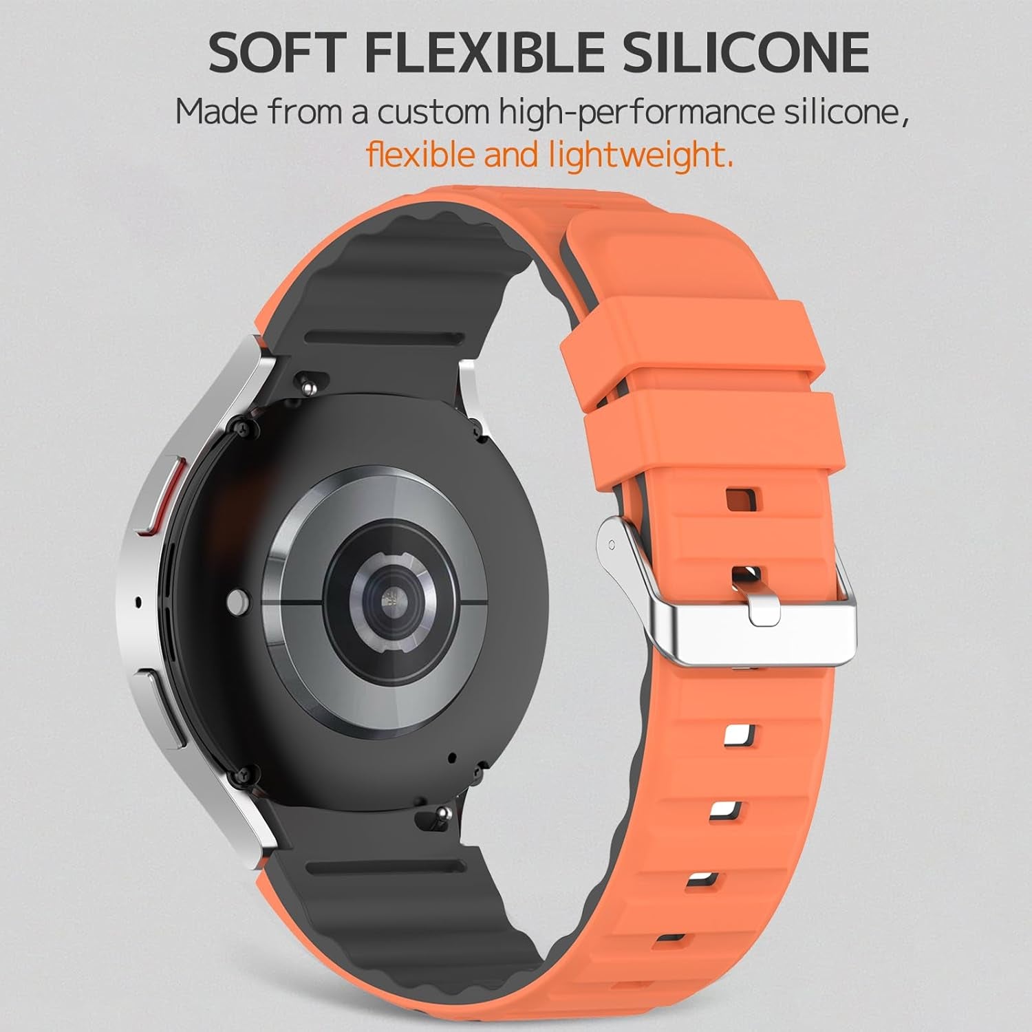 Compatible for Samsung Galaxy Watch 7 Band Galaxy Watch FE 6 5 4 3 Classic Band 40Mm 44Mm 45Mm 42Mm 46Mm 43Mm 47Mm 41Mm,Sport Silicone Galaxy Watch 6 Bands for Samsung Watch 7 Band Black Grey
