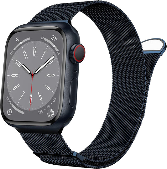 Compatible with Apple Watch Band Series 9, Ultra 2, SE, Ultra 8 7 6 5 4 3 2 1 38Mm 40Mm 41Mm 42Mm 44Mm 45Mm 49Mm Women and Men, Stainless Steel Mesh Loop Magnetic Clasp Replacement For