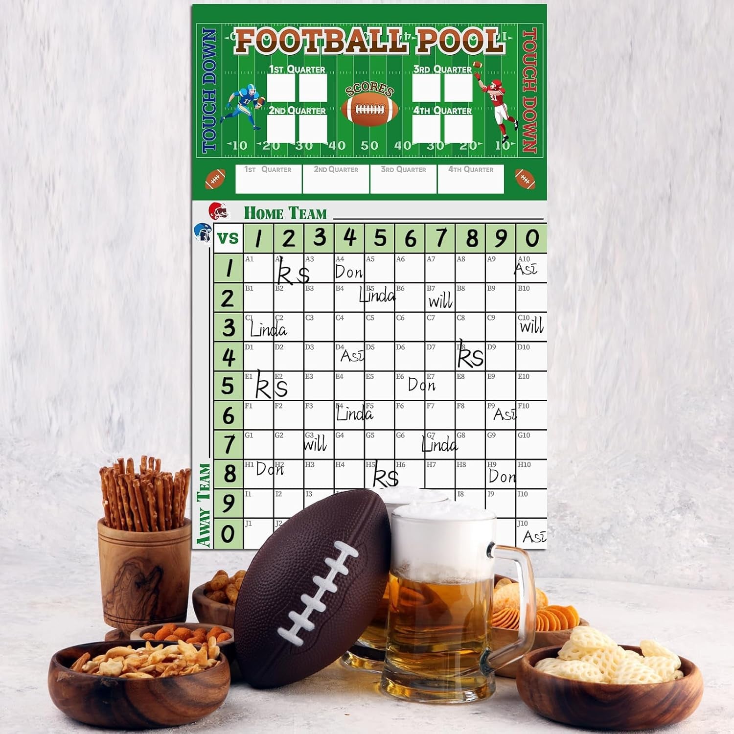6 Pcs Football Pool Poster 17 X 11 Inch Football Squares Pool Board Office Pool Football Poster Big Football Game Party Board Decorations Football Super Game Bowl Party Pool Poster 2025