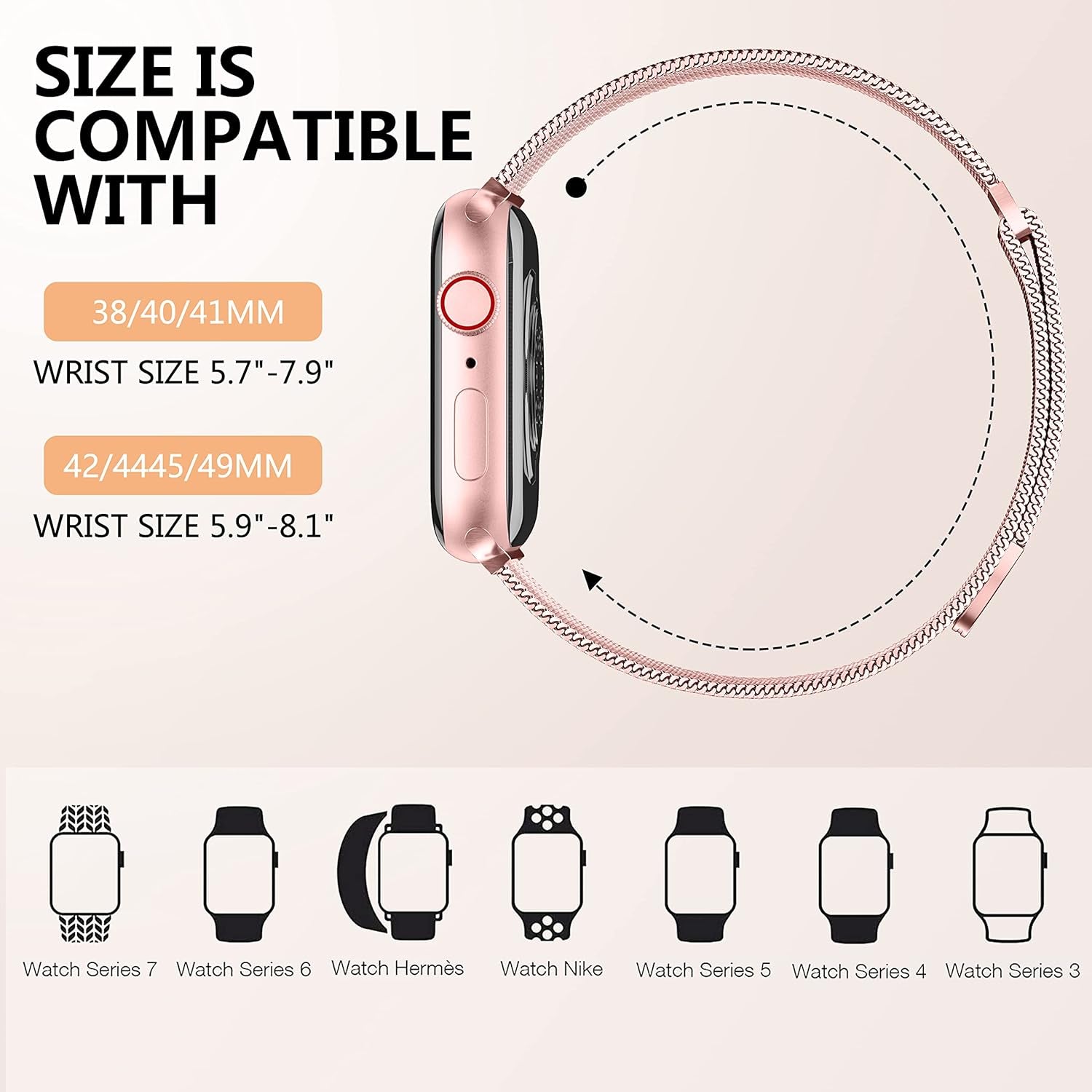 Metal Band Compatible with Apple Watch Band 40Mm 38Mm 41Mm 45Mm 44Mm 42Mm 49Mm for Women Men, Stainless Steel Milanese Mesh Loop Magnetic Wristbands for Iwatch Series 9 8 7 6 5 4 3 2 1 SE Ultra