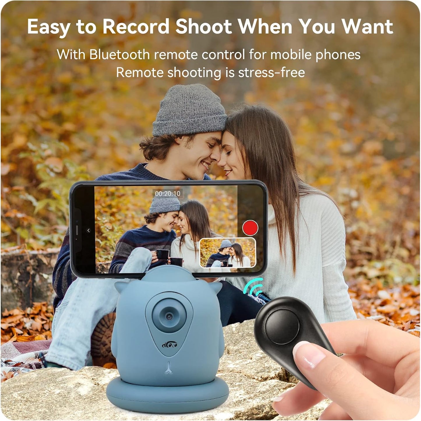 Auto Tracking Phone Holder,  Auto Face Tracking Tripod, 360° Rotation Phone Camera Mount, Ai-Powered Face Tracking, Bluetooth Shutter Control, No APP for Live Streaming Video and Video Recording