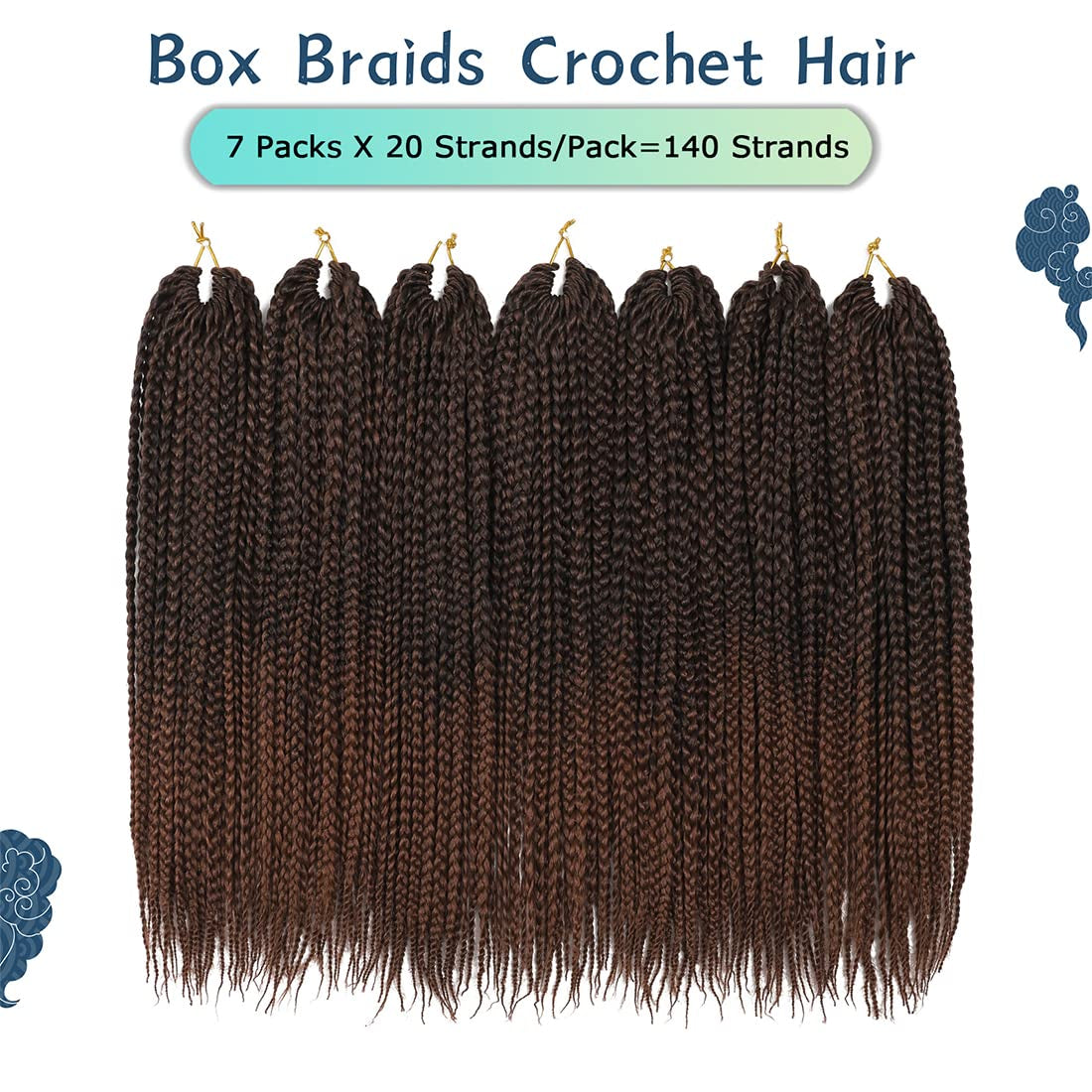Crochet Box Braids Hair Pre Looped Goddess Box Braids Crochet Braiding Hair 7 Packs Crochet Box Braids 3X Box Braids Crochet Hair (14 Inch, T30)