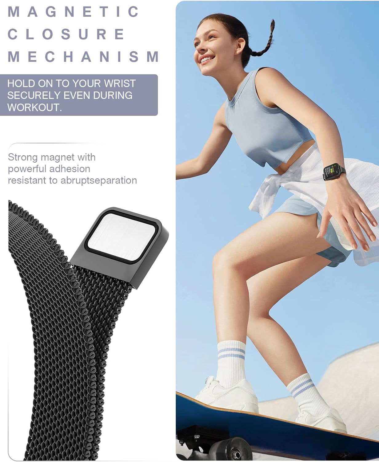 Slim Watch Band Compatible with Apple Watch Band 38Mm 40Mm 41Mm 42Mm 44Mm 45Mm 49Mm Women & Men, Stainless Steel Mesh Loop Magnetic Clasp Replacement for Iwatch Bands Series 9,Ultra 2, SE, Ultra Series 8 7 6 5 4 3 2 1 (Black, 41Mm/40Mm/38Mm)