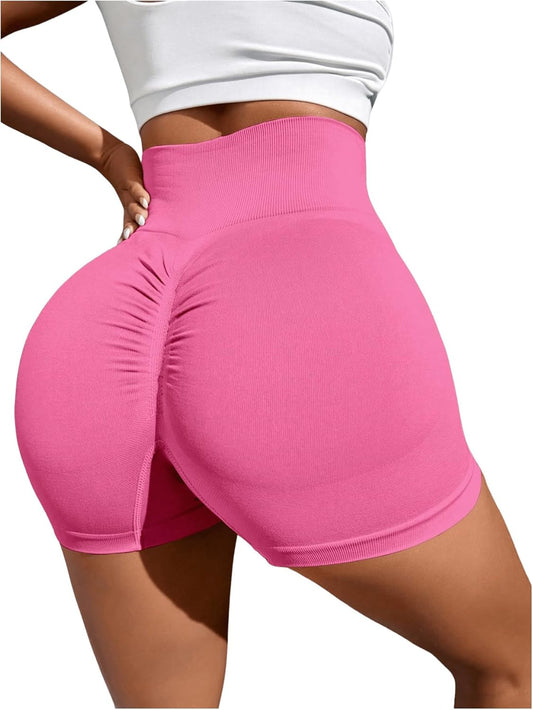 Women'S High Waist Gym Shorts Scrunch Butt Seamless Tummy Control Workout Yoga Shorts Leggings