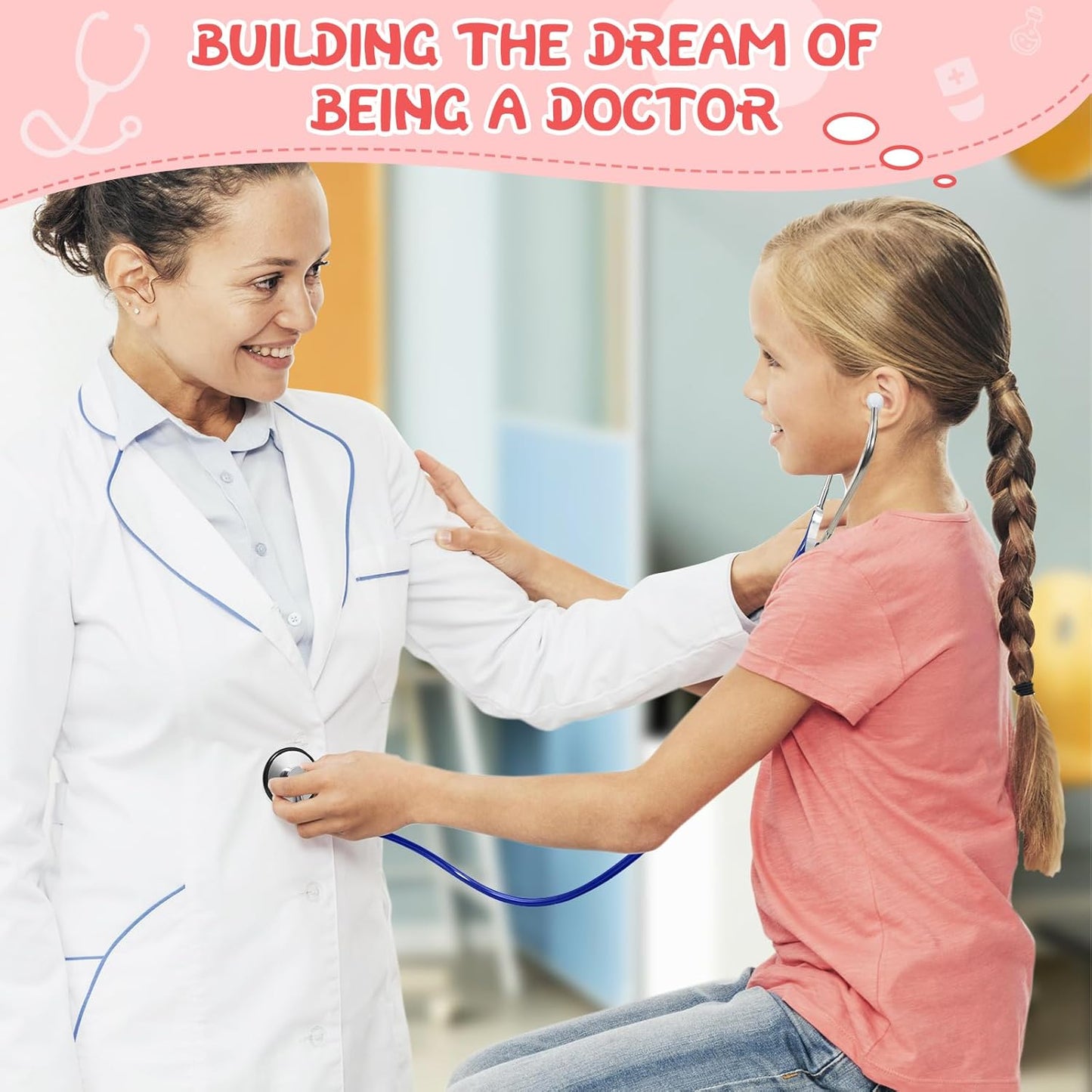 Kids Stethoscope, Real Working Nursing Stethoscope for Kids, Doctor Game Toy for Girls Boys Doctor Nurse Cosplay Costume Accessories