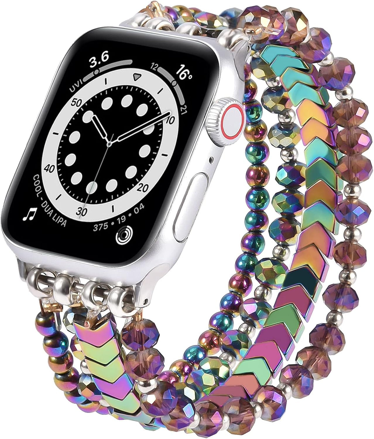 Beaded Bracelet Compatible with Apple Watch Band 38Mm/40Mm/41Mm/42Mm（Series 10） 9/8/7/SE/6/5/4/3/2/1 Women Fashion Handmade Elastic Stretch Strap for Iwatch Bands Replacement