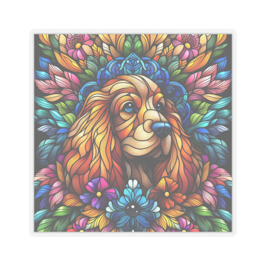 Cocker Spaniel Colorful Dog Lover Kiss-Cut Stickers | Floral Pet Stickers, Laptop Decoration, Gift for Dog Owners, Cute Animal Art